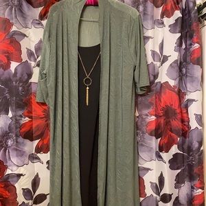 New green and black Tiffany & Grey dress.